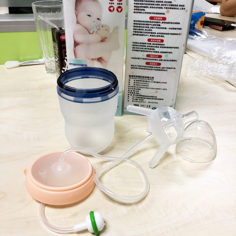 Baby Feeding Bottle Kids Cup Children Training Silicone Sippy Cute Drinking Water Straw Separation Weaning Newborn Hands-free