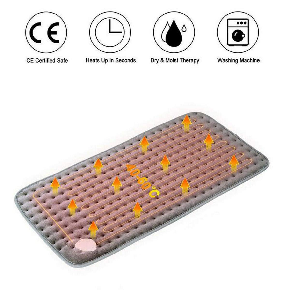 6 Level 120W Electric Heating Pad Timer For Shoulder Neck Back Spine Leg Pain Relief Winter Warmer 75x40cm 60x30cm EU/US/UK/AU