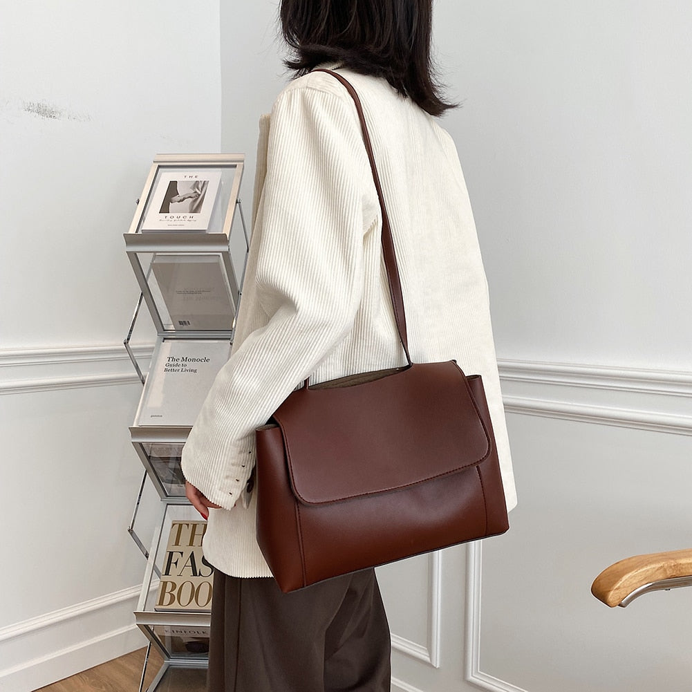 Big Capacity PU Leather Handbag Bags for Women 2021 Tend Branded Large Shoulder Handbags Women's Crossbody Purses