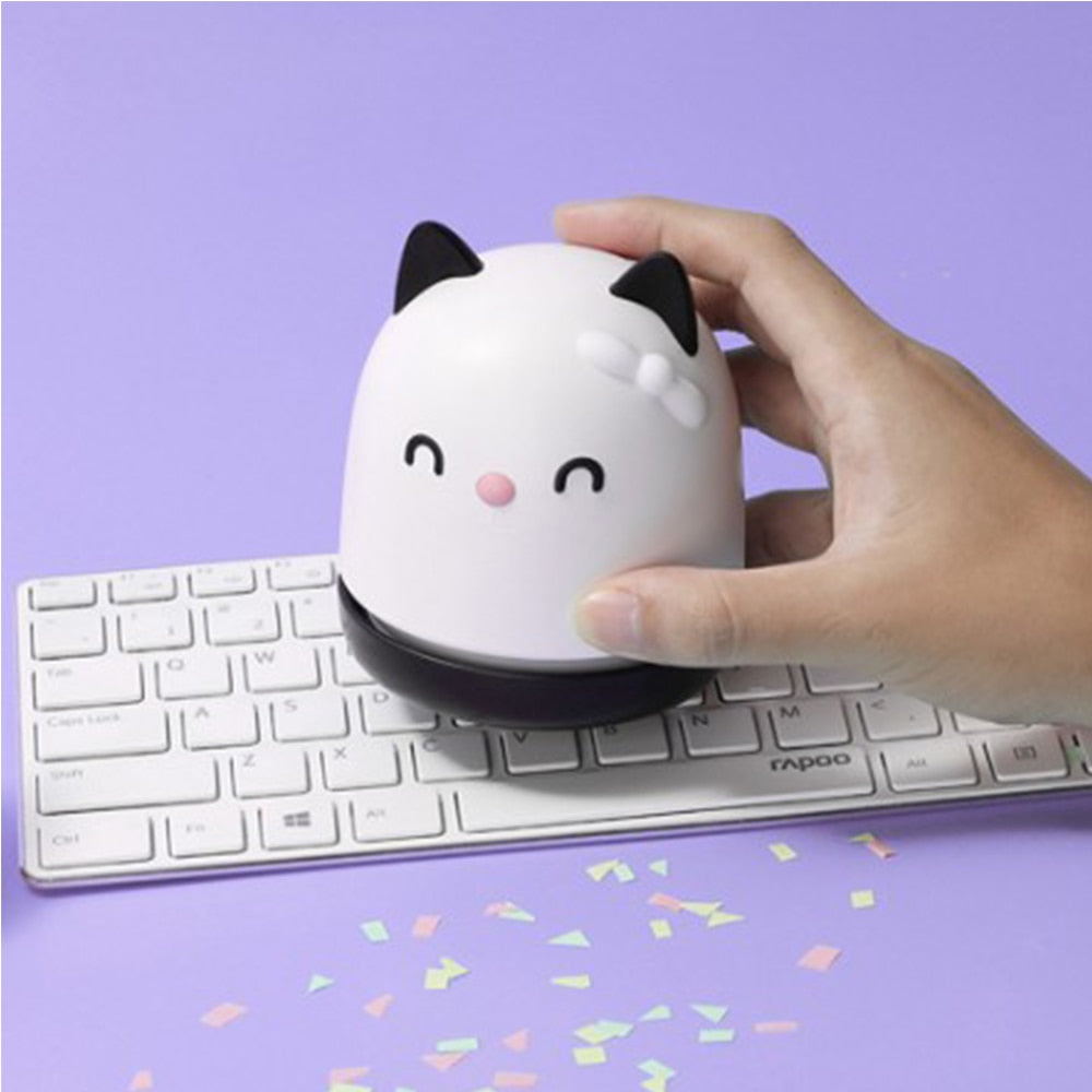 Urallife Portable Mini Desktop Cleaner Keyboard Cleaning Handheld Cute Cat Design Desk Vacuum Cleaner For Office School For Home