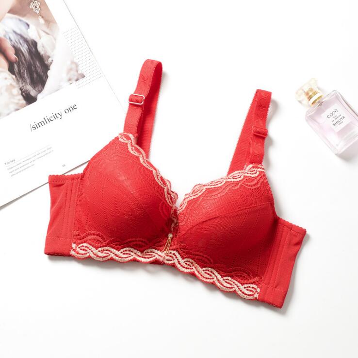 Thick cup sexy beauty push up bras lace back closure bralette
