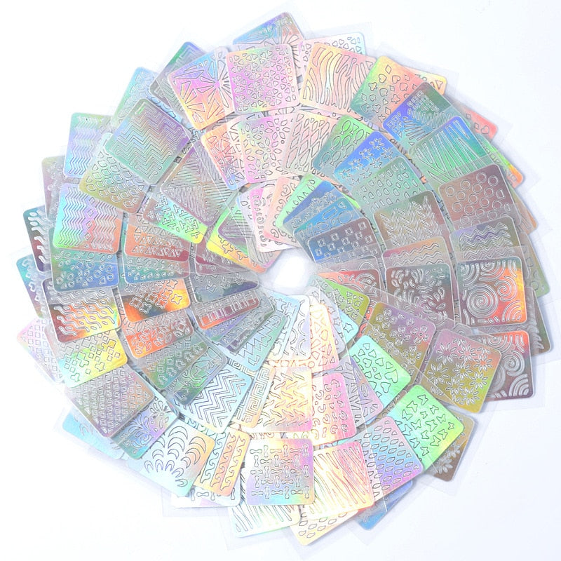 24 Sheets/set DIY Nail Art Hollow 3D Laser Sticker Stencil Gel Polish Nail Vinyl Tip Transfer Guide Template Nail Decals