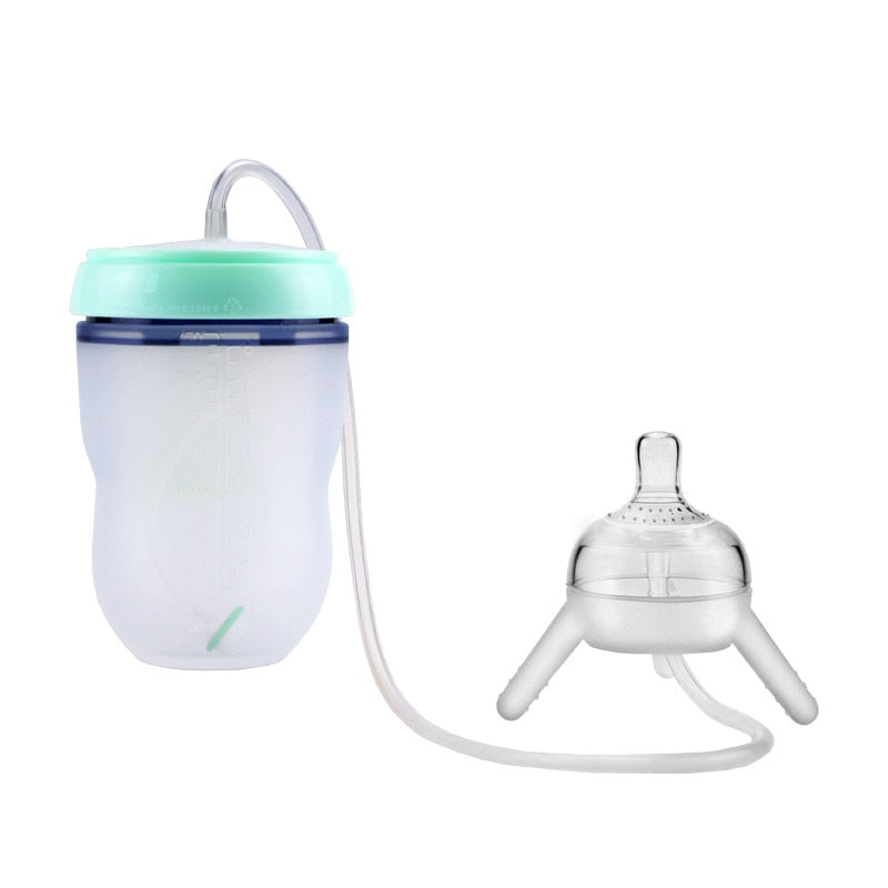 Baby Feeding Bottle Kids Cup Children Training Silicone Sippy Cute Drinking Water Straw Separation Weaning Newborn Hands-free