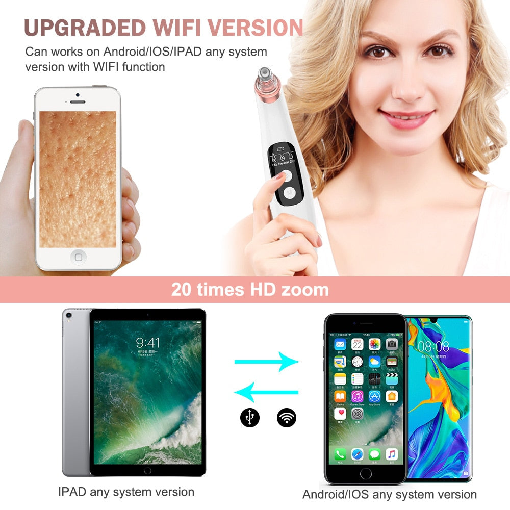 Visible Camera Blackhead Remover Face Deep Nose Cleaner Pore Acne Pimple Removal Vacuum Suction Facial Beauty Clean Skin Tool