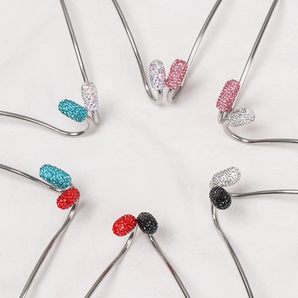 2 Pack Universal Seat Back Organizers Bling Diamond Car Headrest Bag Hangers Strong Durable Auto Back Seat Storage Hooks