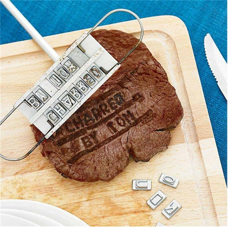 BBQ Barbecue Branding Iron Signature Name Marking Stamp Tool Meat Steak Burger 55 x Letters and 8 spaces