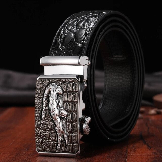 2021 Real Leather Belts for Men 3.5cm Width Brand Fashion Automatic Buckle Black Genuine Leather Belt Men's Belts