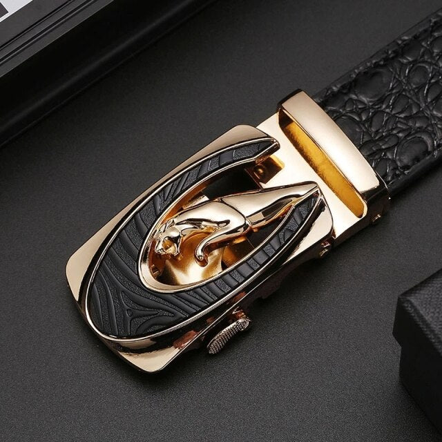 2021 Real Leather Belts for Men 3.5cm Width Brand Fashion Automatic Buckle Black Genuine Leather Belt Men's Belts