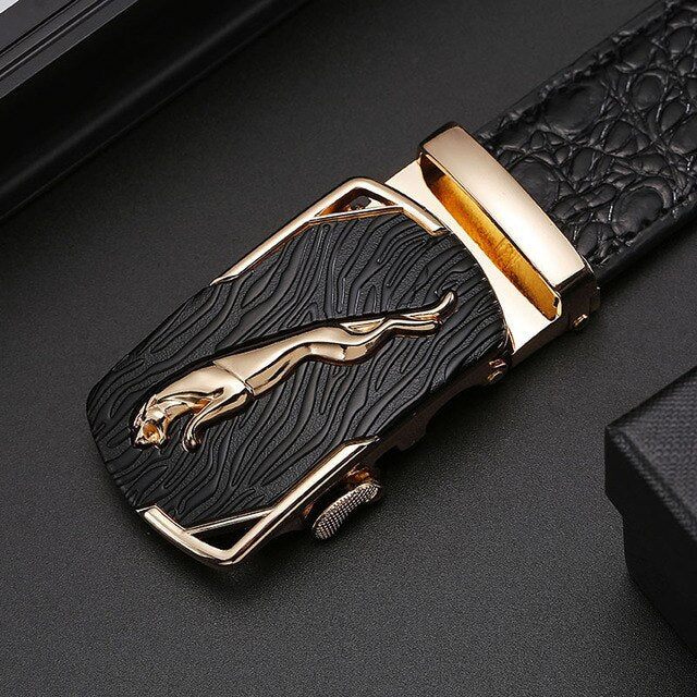 2021 Real Leather Belts for Men 3.5cm Width Brand Fashion Automatic Buckle Black Genuine Leather Belt Men's Belts