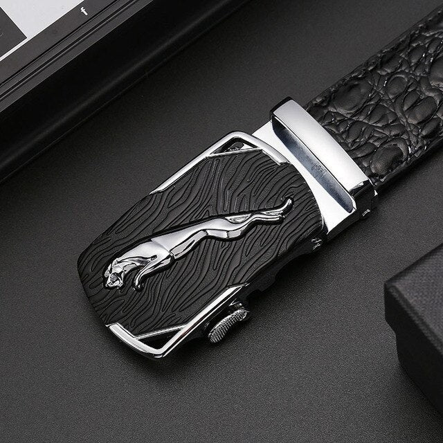 2021 Real Leather Belts for Men 3.5cm Width Brand Fashion Automatic Buckle Black Genuine Leather Belt Men's Belts