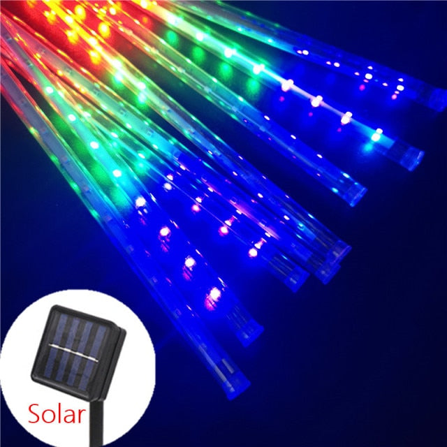 Solar LED Meteor Shower Light Holiday String Light Waterproof Fairy Garden Decor Outdoor Led Street Garland Christmas Decoration