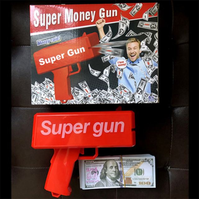 100PCS Bills Make It Rain Super Money Gun Spray Red Cash Gun Funny Toys Party Game Outdoor Fun Fashion Gift Party Supply