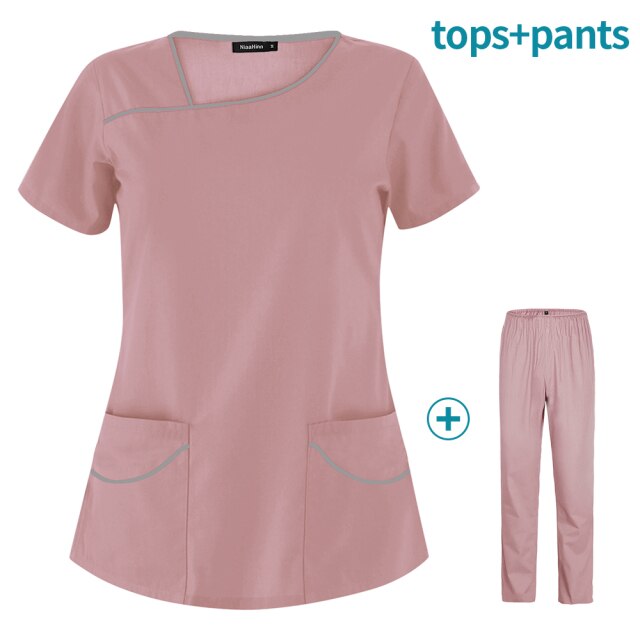 Wholesale Short-sleeved Scrub Suit Medical Uniform Two-piece Unisex Pharmacy Nurse Accessories Work Clean Clothing Surgical Gown