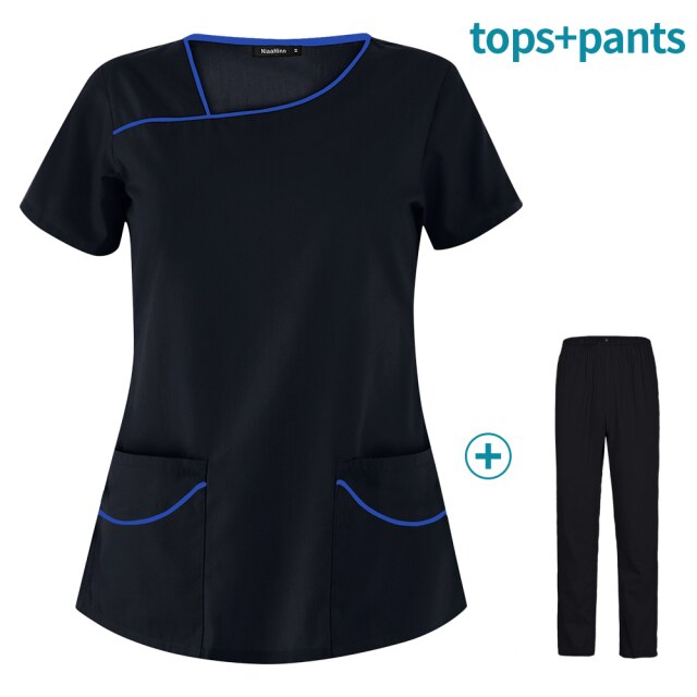 Wholesale Short-sleeved Scrub Suit Medical Uniform Two-piece Unisex Pharmacy Nurse Accessories Work Clean Clothing Surgical Gown