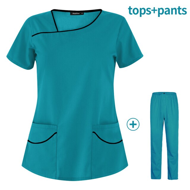 Wholesale Short-sleeved Scrub Suit Medical Uniform Two-piece Unisex Pharmacy Nurse Accessories Work Clean Clothing Surgical Gown