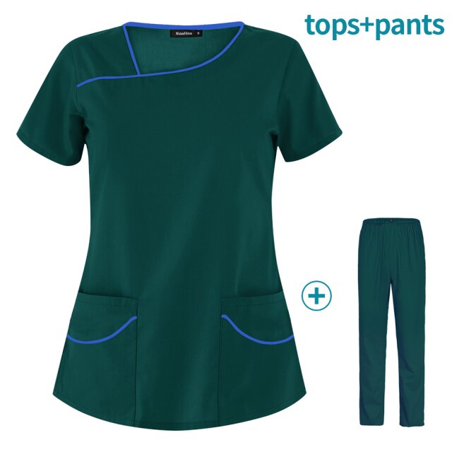 Wholesale Short-sleeved Scrub Suit Medical Uniform Two-piece Unisex Pharmacy Nurse Accessories Work Clean Clothing Surgical Gown