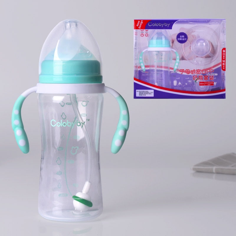 Baby Feeding Bottle Kids Cup Children Training Silicone Sippy Cute Drinking Water Straw Separation Weaning Newborn Hands-free