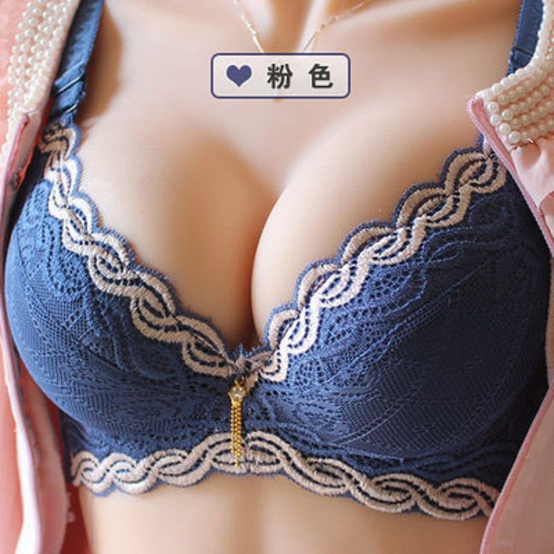 Thick cup sexy beauty push up bras lace back closure bralette