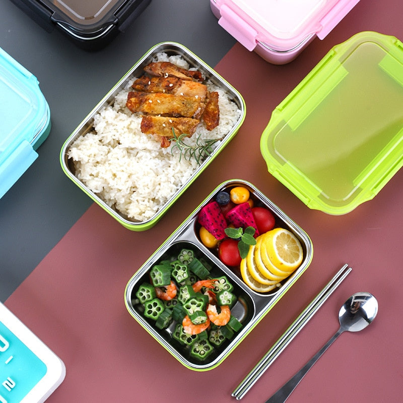 Stainless Steel Lunch Box Two-layers Box r Insulated Sealed Lunch Box Kitchen Adult Children Food Container