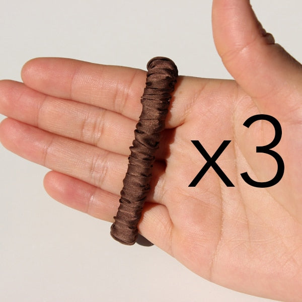 100% Pure Silk Skinnies Scrunchie Set Hair Bow Ties Ropes Bands Skinny Scrunchy Elastics Ponytail Holders for Women Girls