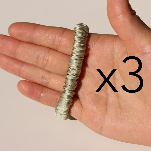 100% Pure Silk Skinnies Scrunchie Set Hair Bow Ties Ropes Bands Skinny Scrunchy Elastics Ponytail Holders for Women Girls